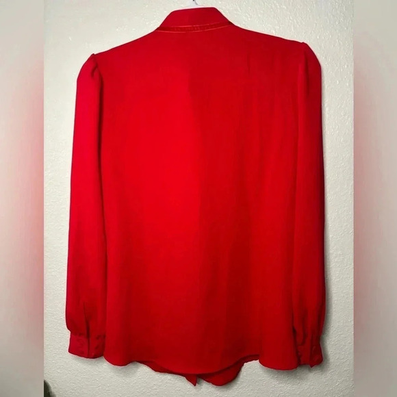 Chicos Ruffle Front Button Up Red Long Sleeve Blouse - Picture 10 of 13